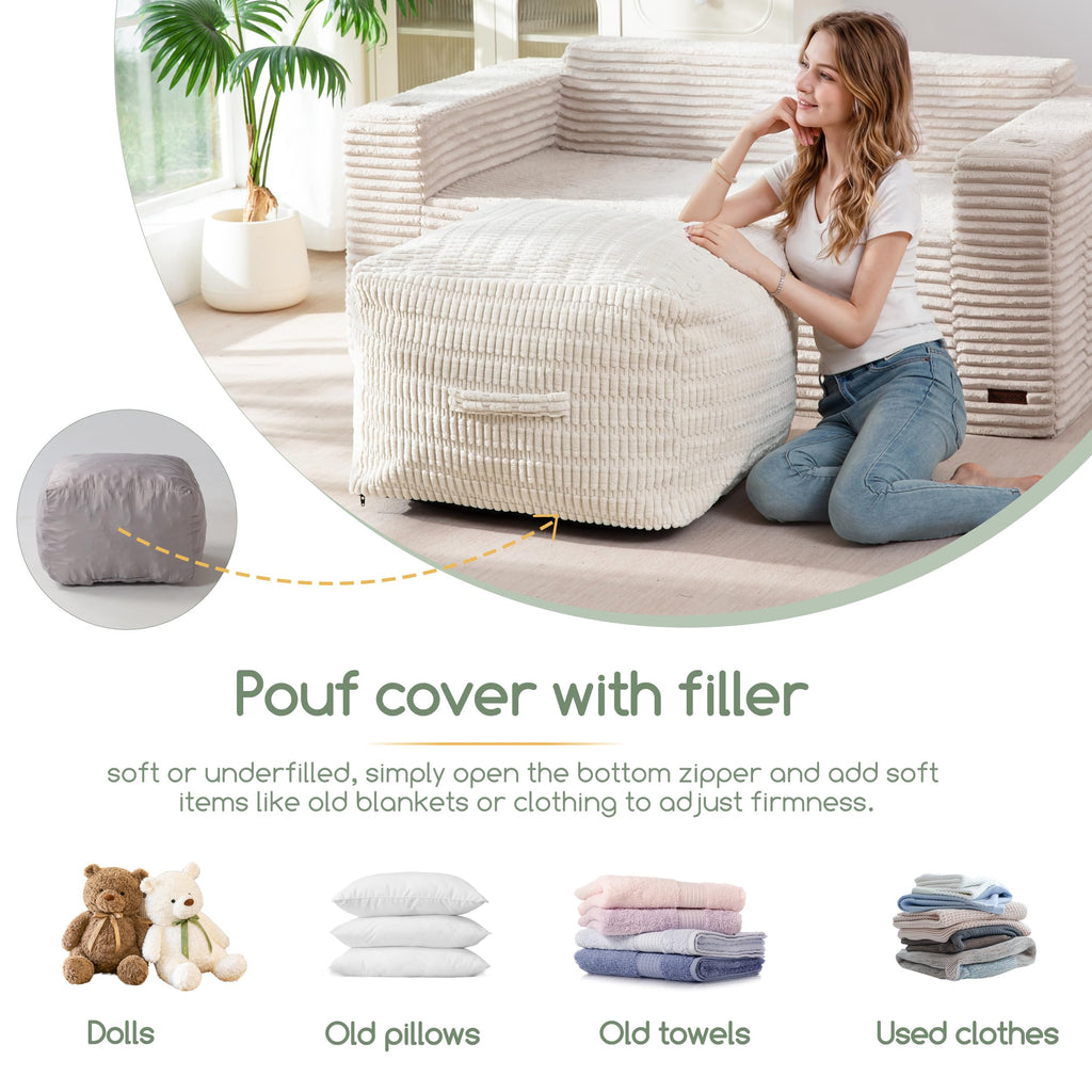 Pouf Ottoman Stuffed Square Modern Foam Filled Foot Rest Poufs Chair Decorative 20 X 14 Inches Boho Relax Stool for