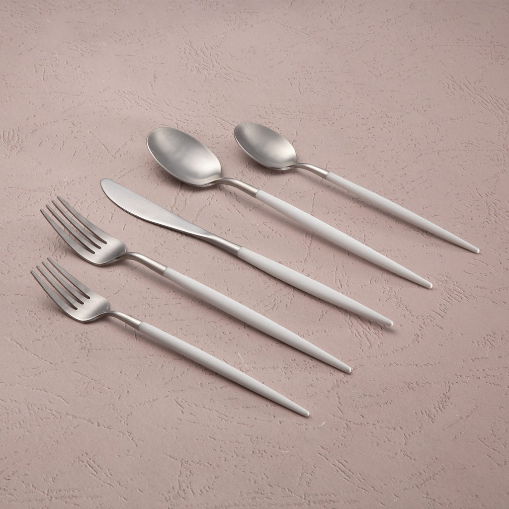 306420Ckp12Ds Mazzy White-Handle 20-Piece Flatware Set