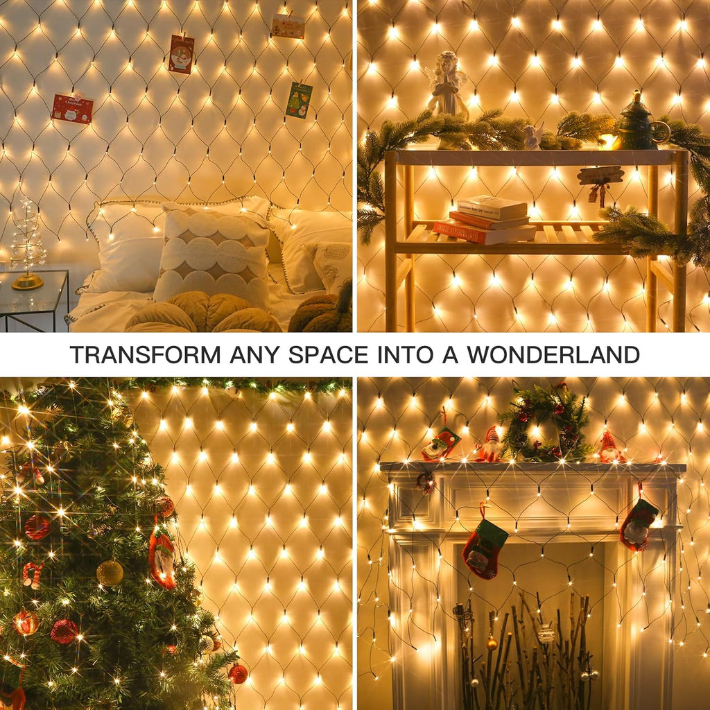 360 LED Christmas Net Light, Net Lights Outdoor,12ft x 5ft Bush Lights Outdoor Waterproof Connectable Green Wire