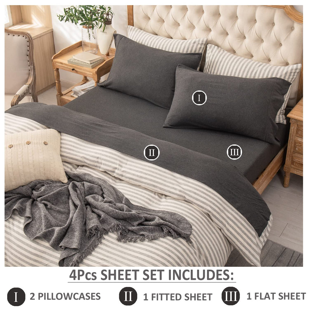 ERA Jersey Knit Sheet Set Heather Charcoal Grey Queen