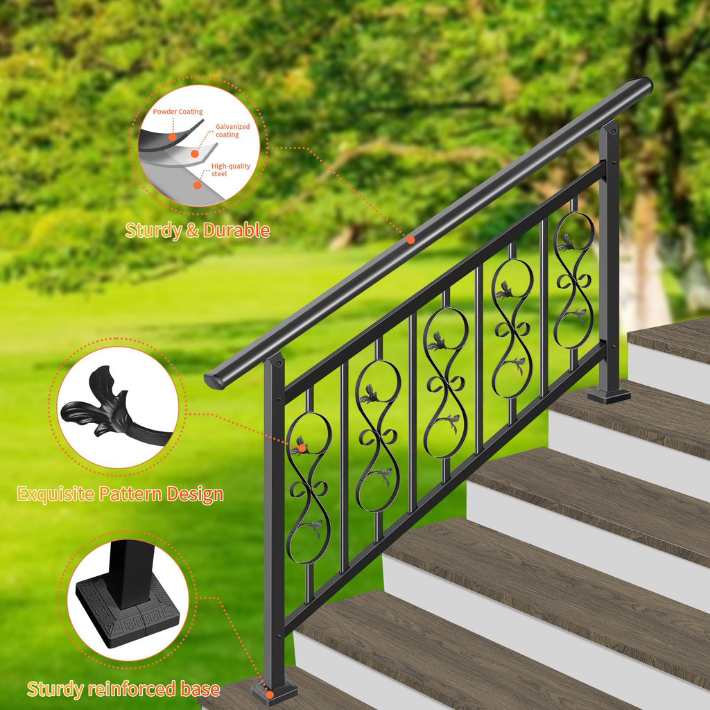 Unique Design 5 Step Hand Rails for Outdoor Steps, Adjustable