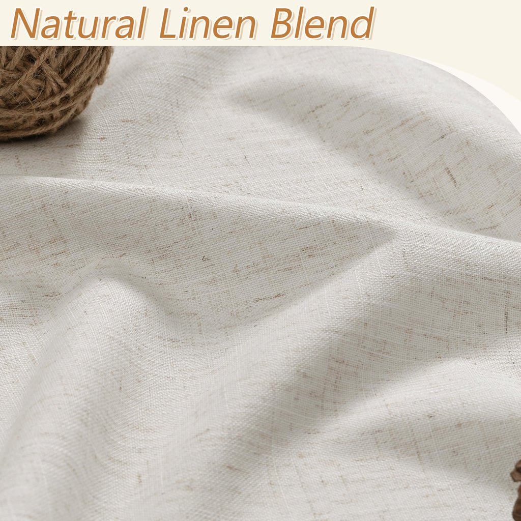 100% Blackout Linen Curtains 86 Inch Long 2 Panels Boho