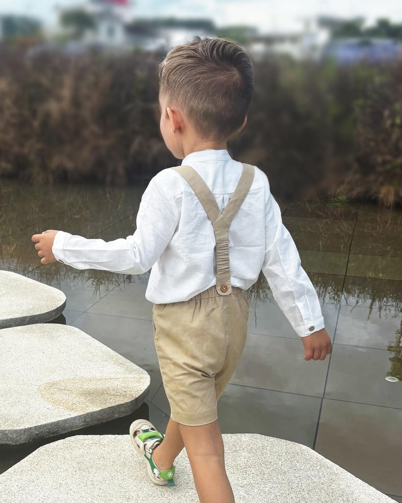 Vintage Toddler Boy Clothes 2Pcs Suspender Pants with Pockets Fall Outfits