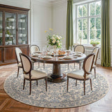 Zenith Round Rug 8ft Area Rug Soft 8'Round Vintage Floral Rug Non-Slip Low-Pile Machine Washable Car