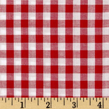 Richcheck 60" Gingham Check 1/4" Red, Fabric by the Yard