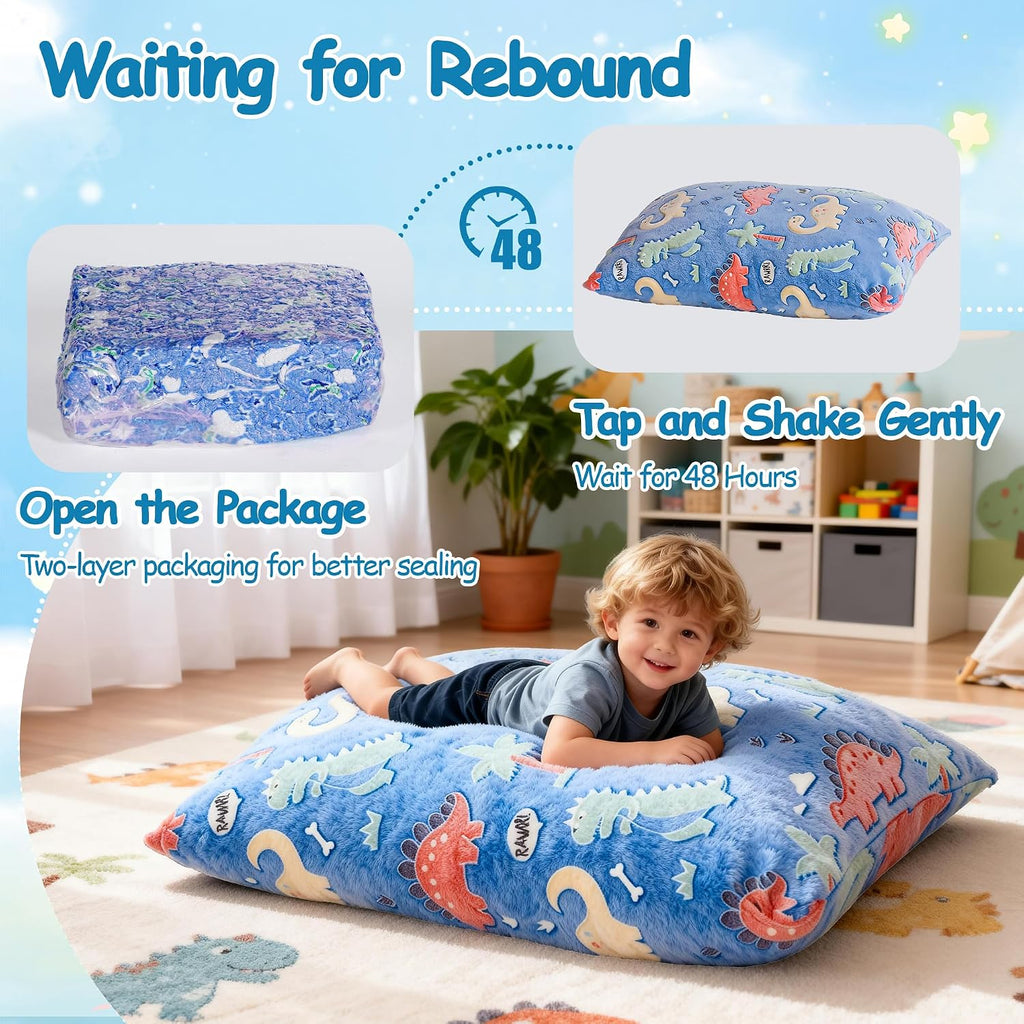 Kids Bean Bag Chair Bed, 3 in 1 Memory Foam Filled Bean Bag Sofa with Removable Cover for Playroom Daycare Bedroom