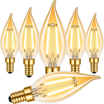 CA10 E12 LED Candelabra Light Bulbs 25W Equiv.Amber,2200K,200LM