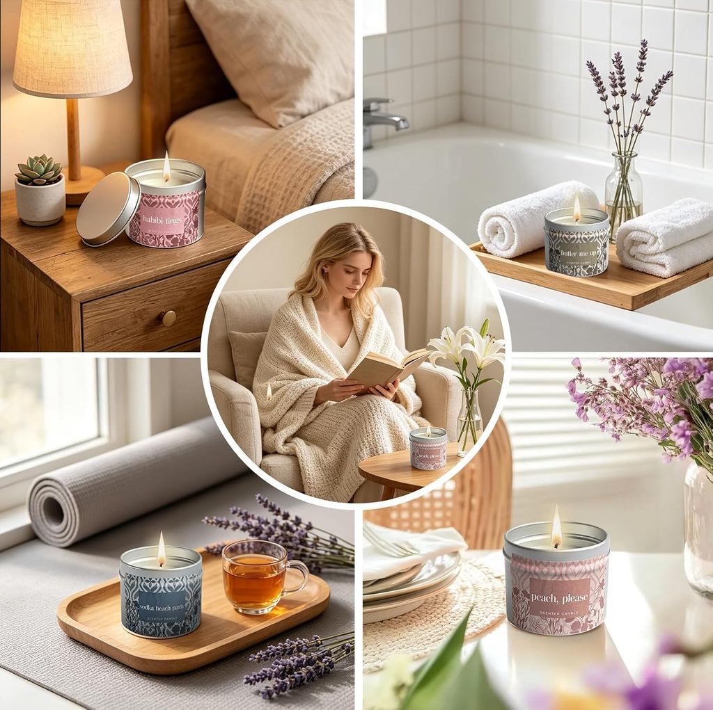 Scented Candles for Women, Aromatherapy Candles with Natural Soy Wax - Set of 4