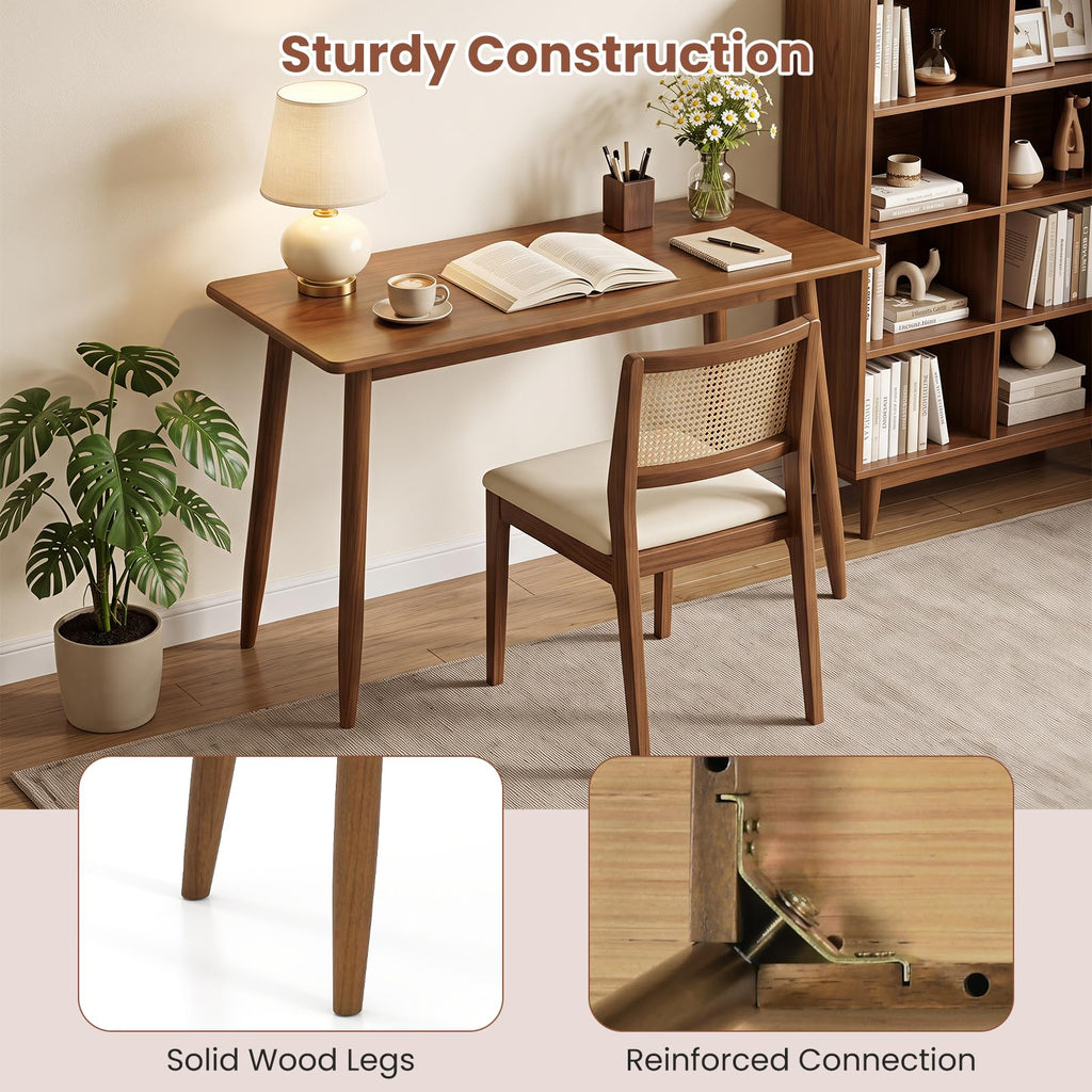 40" PC Laptop Computer Table, Wooden Writing Desk, Walnut