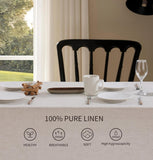 100% French Flax Linen Tablecloths Scalloped Embroidery Rectangle 120Lx60W Inch for Dinners, Parties