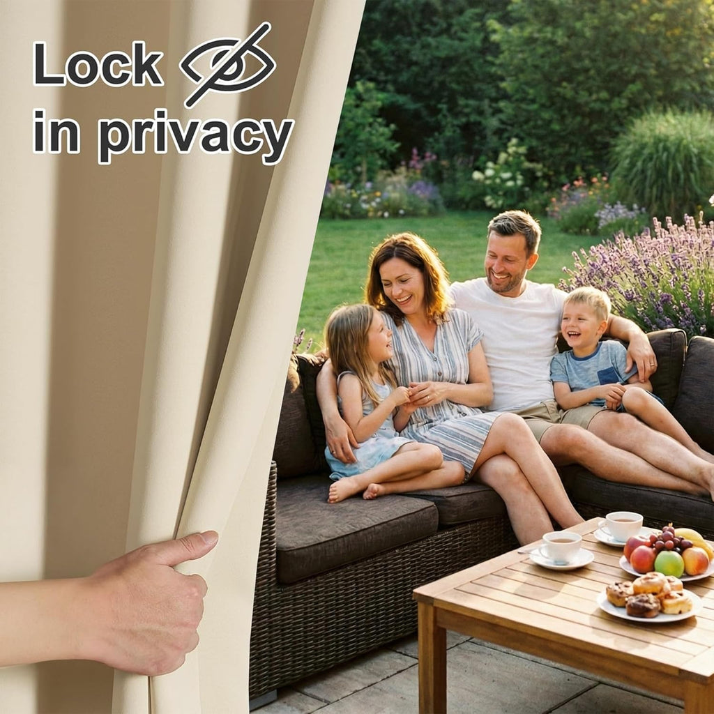 Outdoor Curtains Waterproof Block Sunlight Privacy | Shaded & Privacy Space for Porch Pergola Gazebo Canaba, Thermal
