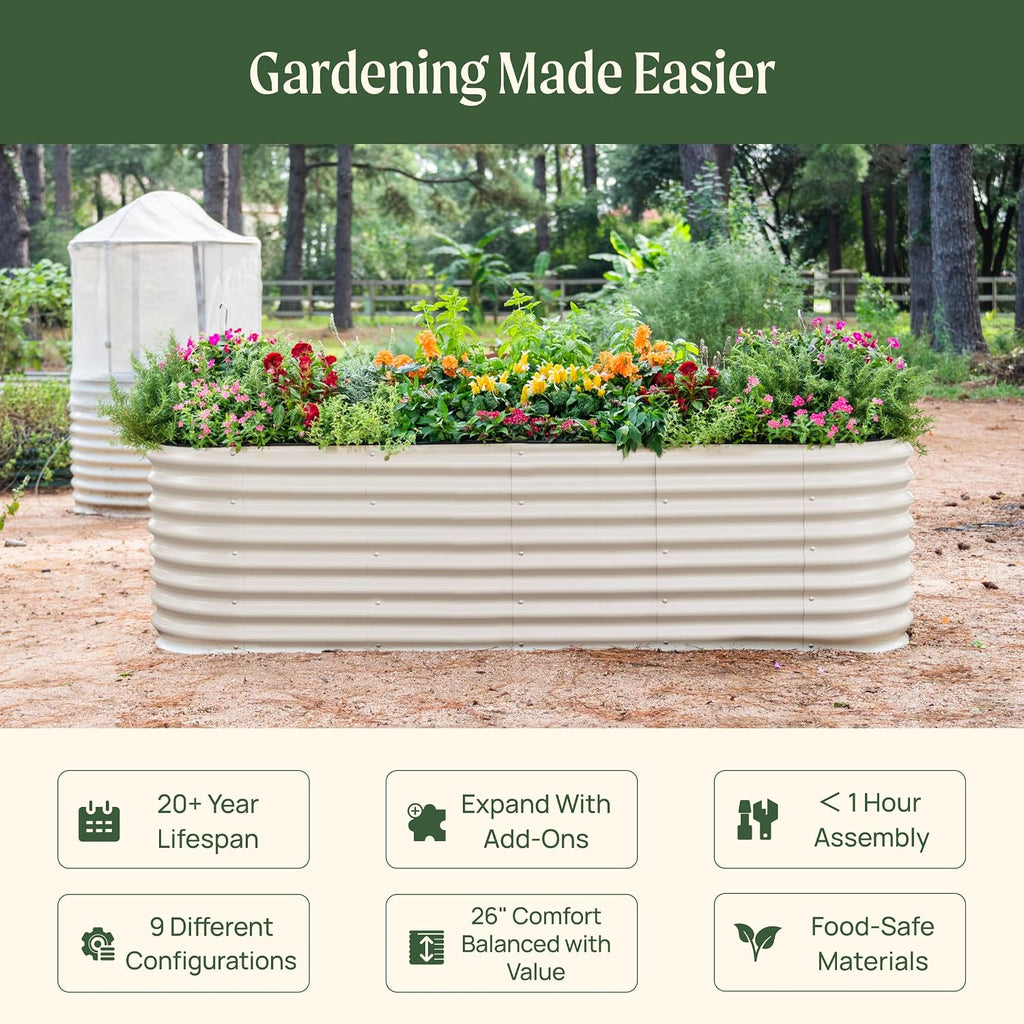 Garden 26" Extra Tall Raised Garden Bed Kits, 9 in 1 Modular Raised Planter Box for Vegetables Flowers Fruits Oval