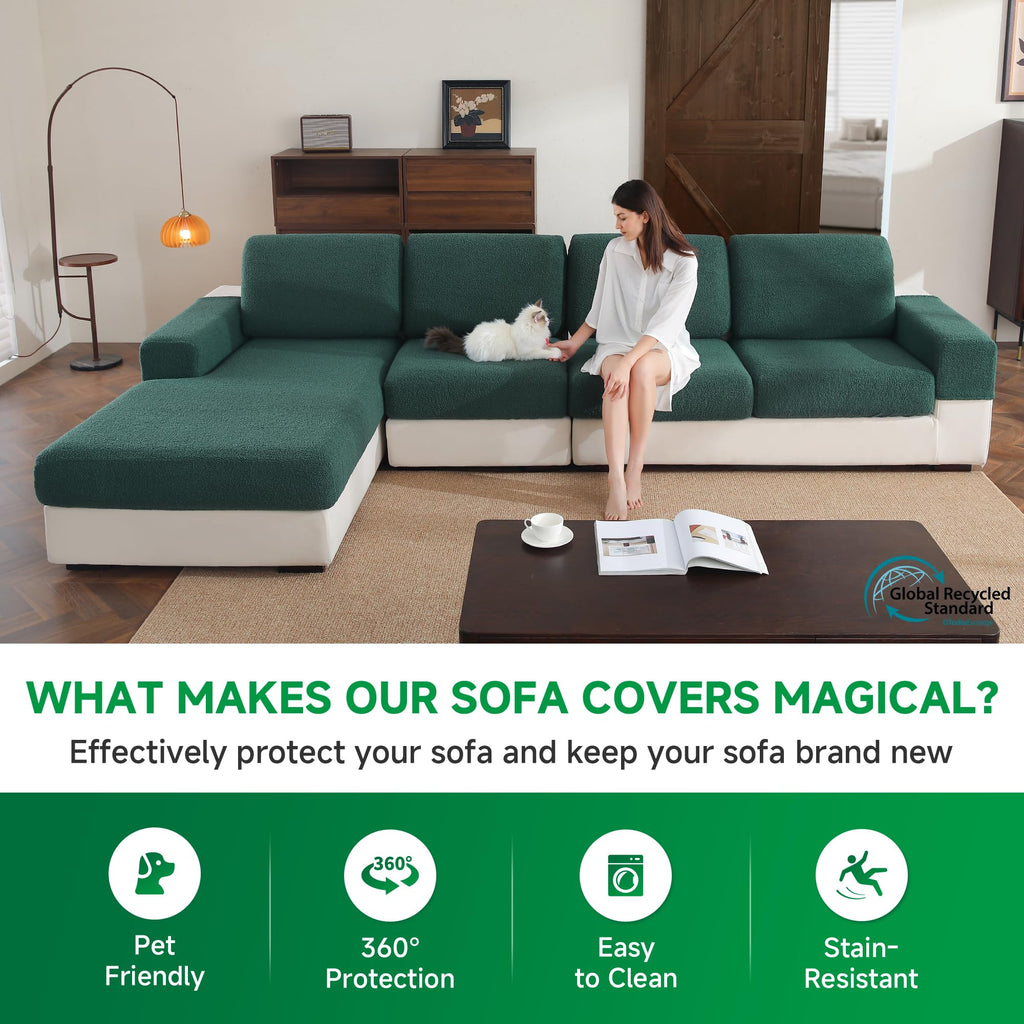Couch Cushion Covers for Sectional Sofa, Stretch Soft Sofa Slipcovers