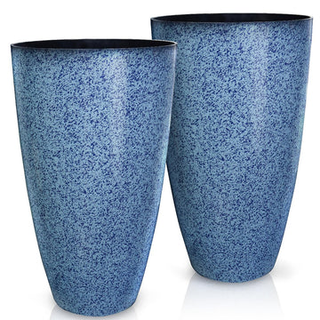 2 Pcs Pack 21 Inches Plastic Resin Tall Tapered Planter Pots Large Round Planter Flower Pot with Drainage Holes for