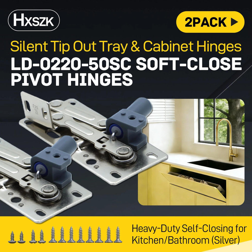 Soft-Close Pivot Hinges 2-Pack, Silent Tip Out Tray & Cabinet Hinges, Heavy-Duty Self-Closing /Bathroom