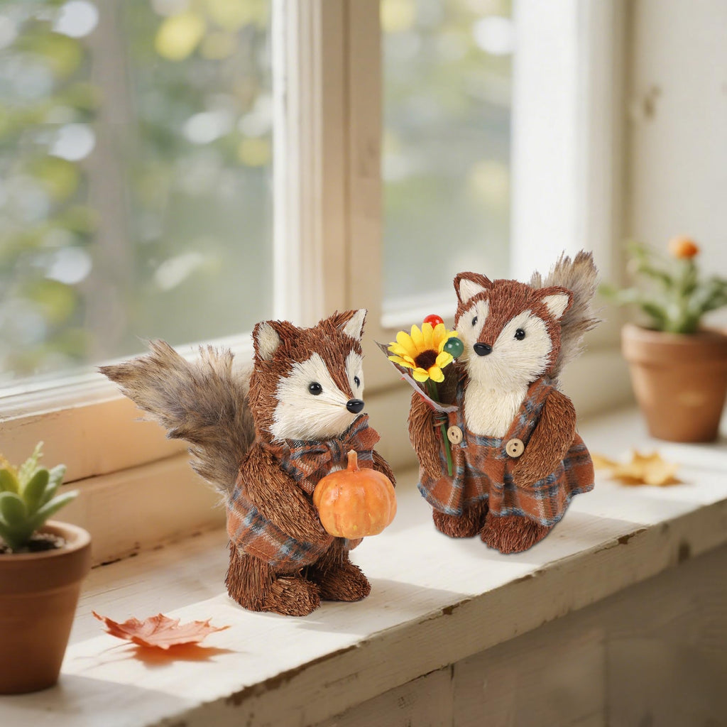 2 Pack Fox Fall Decorations, Thanksgiving Table Decor