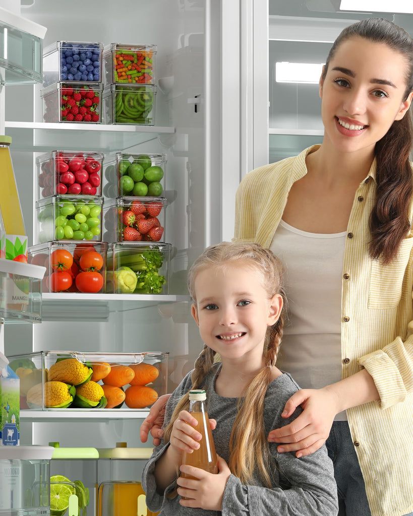 11 Pack Refrigerator Organizers and Storage, Stackable Fridge Organizer Bins, BPA-Free Clear Plastic Fruit Storage