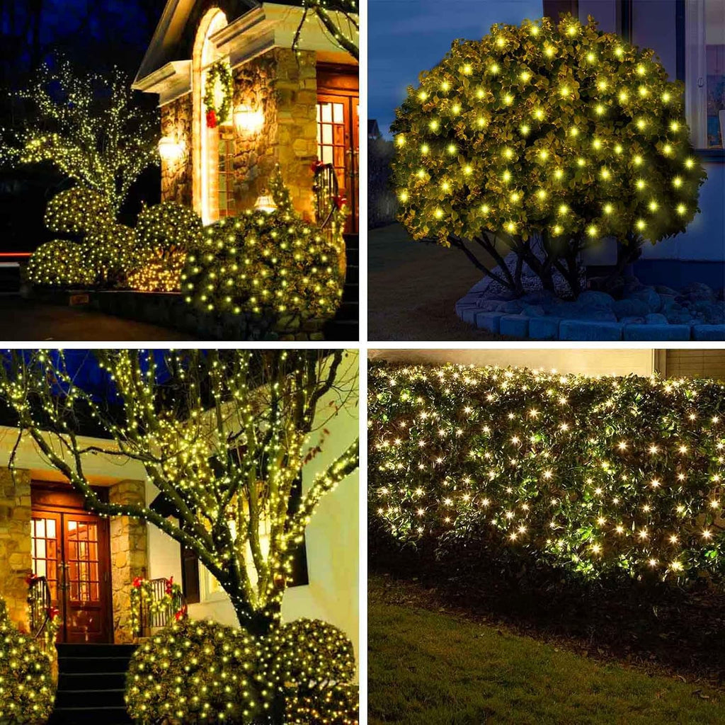 6Ftx4Ft LED Christmas Net Lights Green Wire,Connectable UL Certified Waterptoof Net Lights for Bushes Trees Shurb