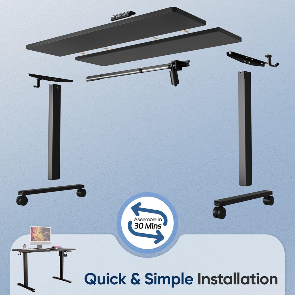 48" x24" Electric Height Adjustable Standing Desk,Black | Ergonomic Home Office Computer Gaming Desks with Memory