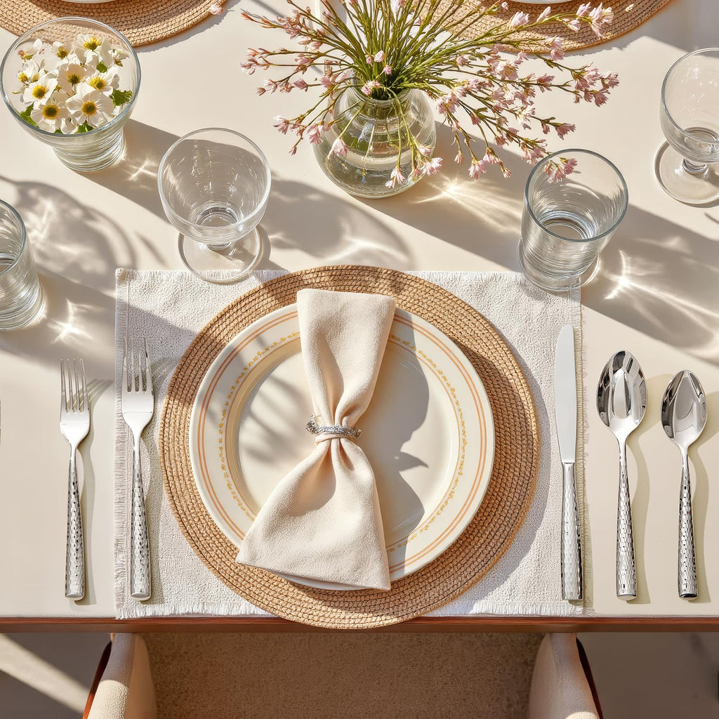 Hammered Flatware Set, 20-Piece 18/10 Stainless Steel Silverware