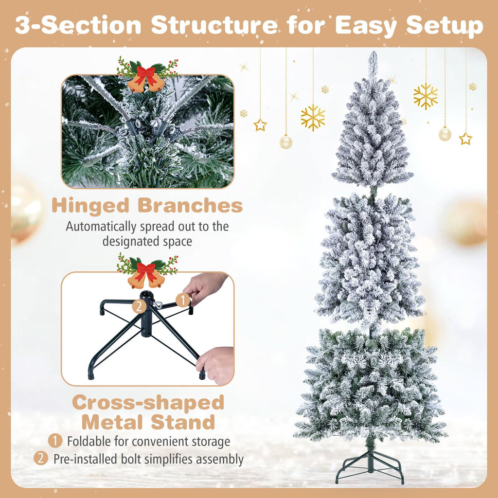 7.5FT Pre-lit Pencil Christmas Tree with Remote, APP Control, White