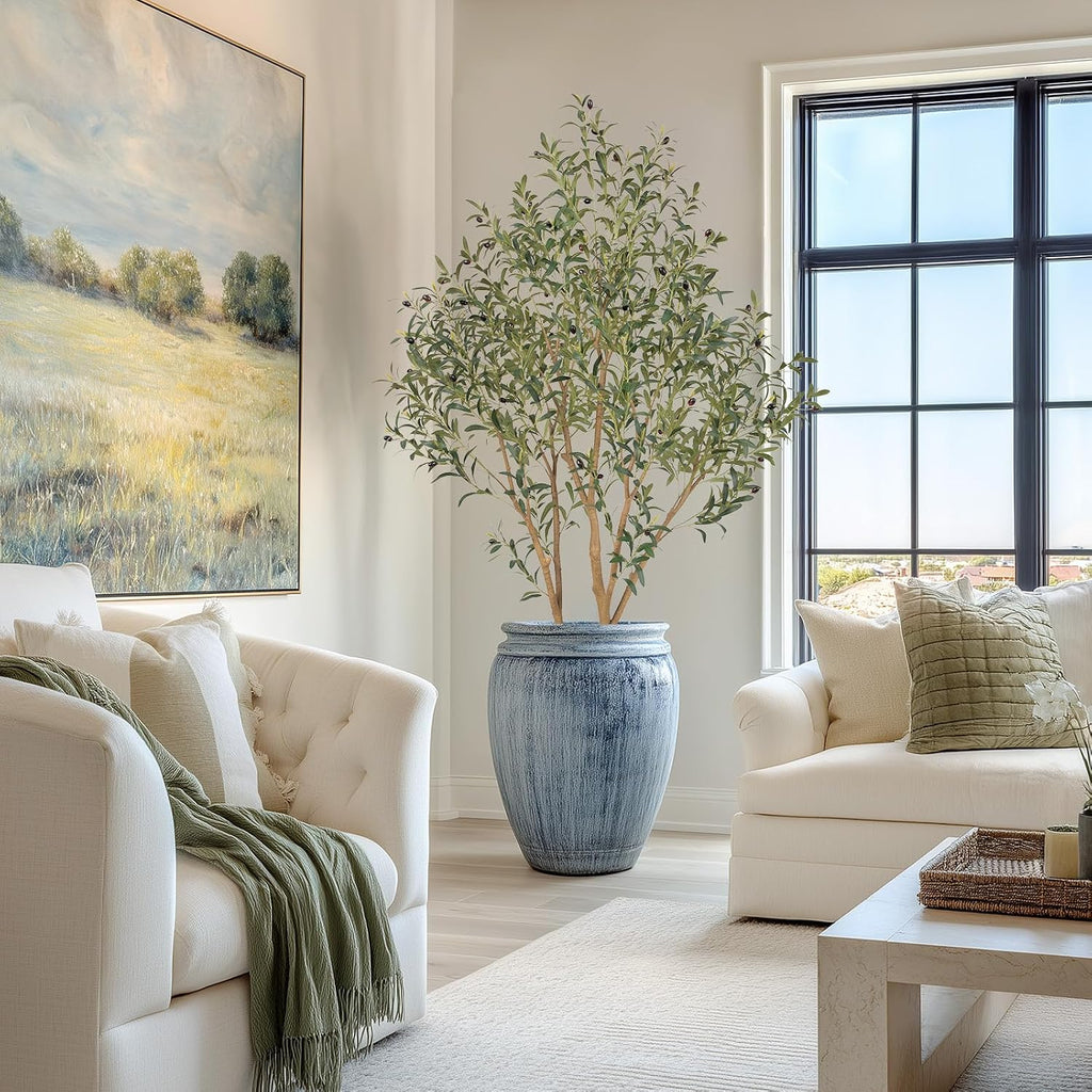 Majestic Faux Olive Tree 6ft - Artificial Olive Tree Indoor & Outdoor with Lifelike Leaves & Textured Branches