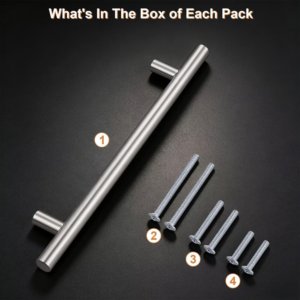 Brushed Nickel Cabinet Pulls & Handles 6.3" Hole Centers 5 Pack
