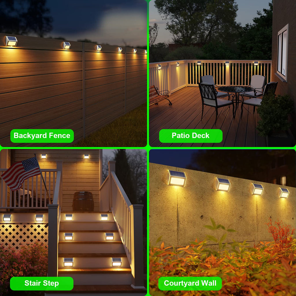 Solar Powered Lights Ideal for Step, Fence, Deck, Stair-Warm White-12P