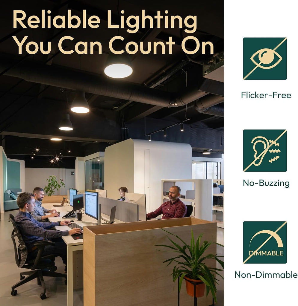 3 Pack ED28 LED Light Bulb 300W HID Equivalent, 5000LM High Brightness, 4000K Cool White, E26 Base, 26W Edison Bulb