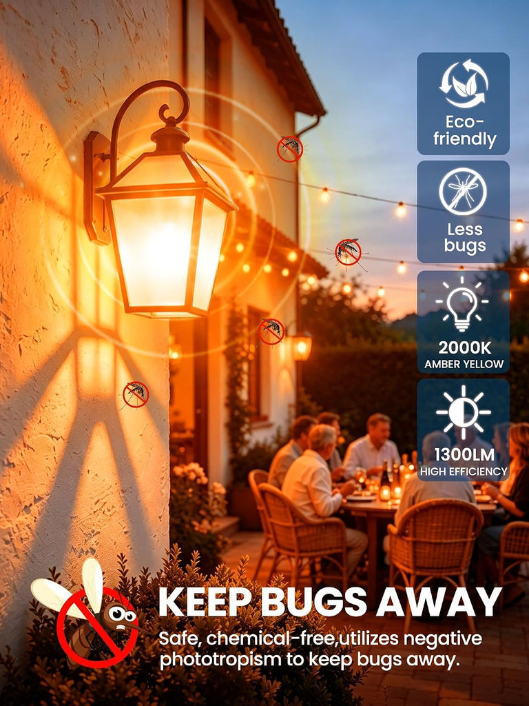 PAR38 LED Bug Lights for Outside, Amber Yellow 150W Equivalent