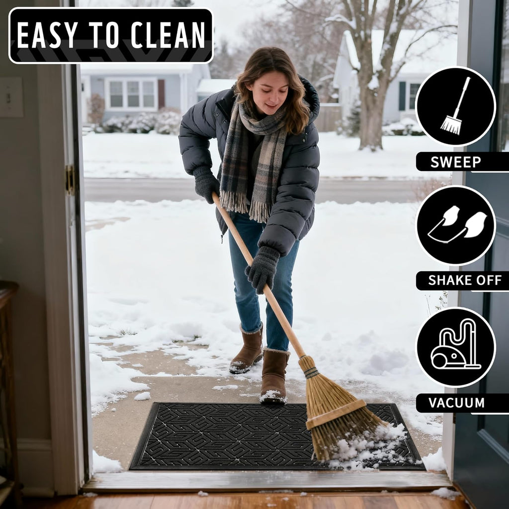 Large Door Mat 36x24, All-Weather Waterproof Outdoor Mats for Front Door, Non Slip Rubber Doormat Proch Outside