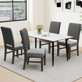 Dining Chairs Set of 4, Mid-Century Velvet Fabric Upholstered Chairs with Rubber Wood Legs, Thick Padded Seat