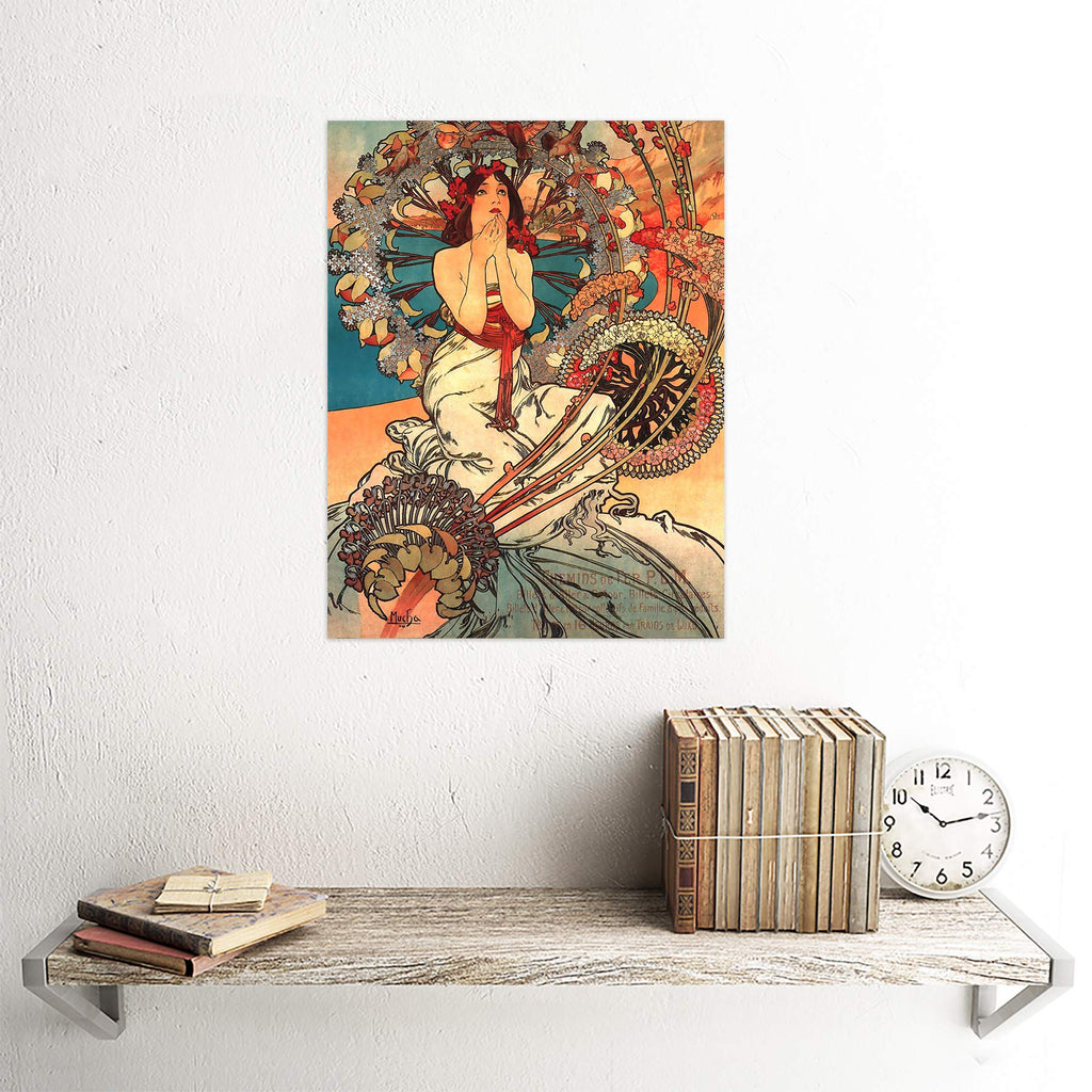 Painting Mucha Nouveau Woman Spring Floral Unframed Wall Art Print Poster Home Decor Premium