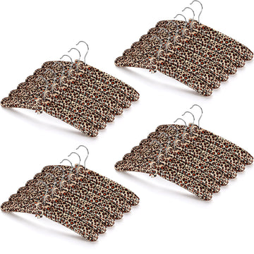 24 Pcs Satin Padded Hangers for Women Clothes 15", Leopard Style