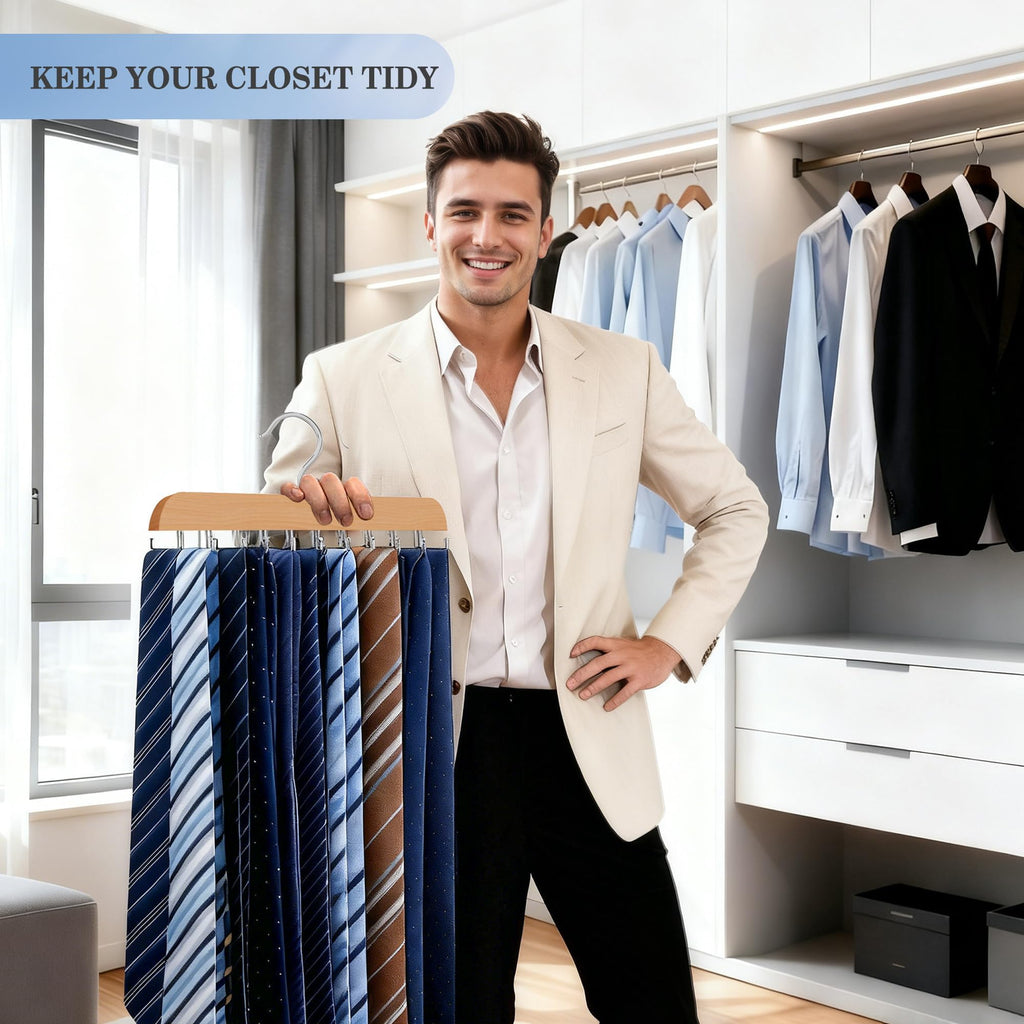 Tie Rack Hanger for Closet, 2 Blet Organizer for Men with 20 Foldable Hooks