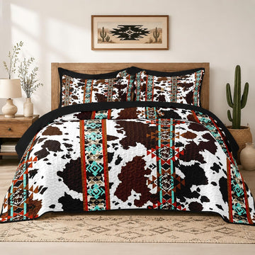 Quilt Set, 7 Pieces Western Cow Bedding, Bedspread