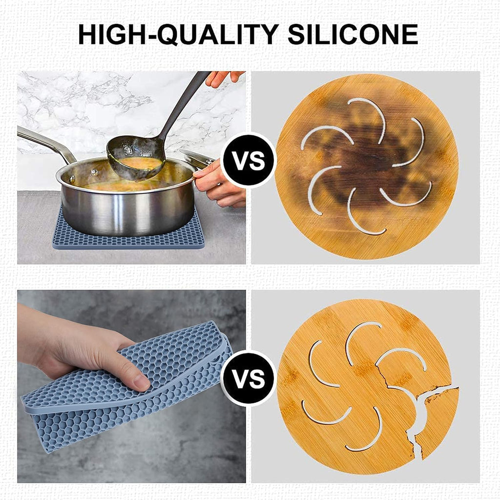 Silicone Trivet Mat, Silicone Trivets for Hot Pots and Pans, Non-Slip & Heat Resistant Silicone Hot Pad - Set of 4
