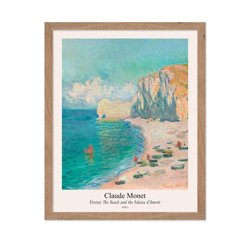 Master Vintage Claude Monet Poster - Retro The Beach and the Falaise d'Amont Print - Impressionism Art - Étretat