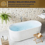 59" Acrylic Freestanding Bathtub, White Soaking Tub with Non-Slip Base, cUPC Certified Free Standing Tub, Chrome