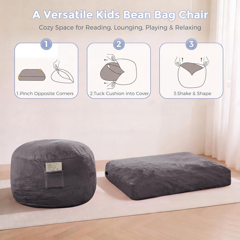 Bean Bag Chair for Kids, Convertible Bean Bag Sofa Couch Seat