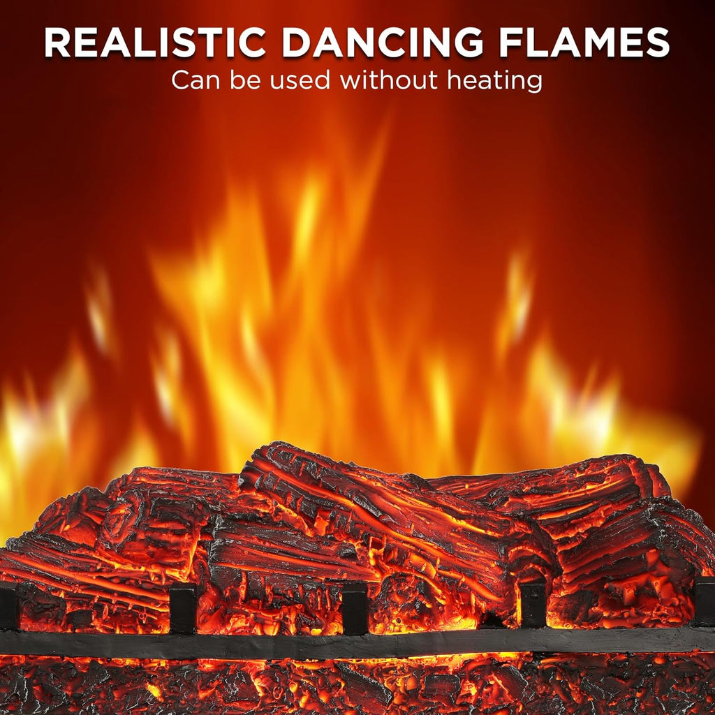 23 Inch Infrared Electric Fireplace Log Insert with Realistic Ember Bed, Remote Control, Thermostat, Timer, 1500W