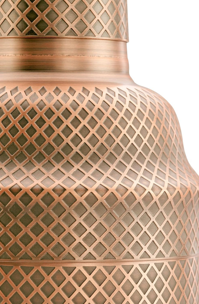 3-Piece Diamond Lattice Etch Japanese Cocktail Shaker Set (24 Oz/700ml), Antique Copper