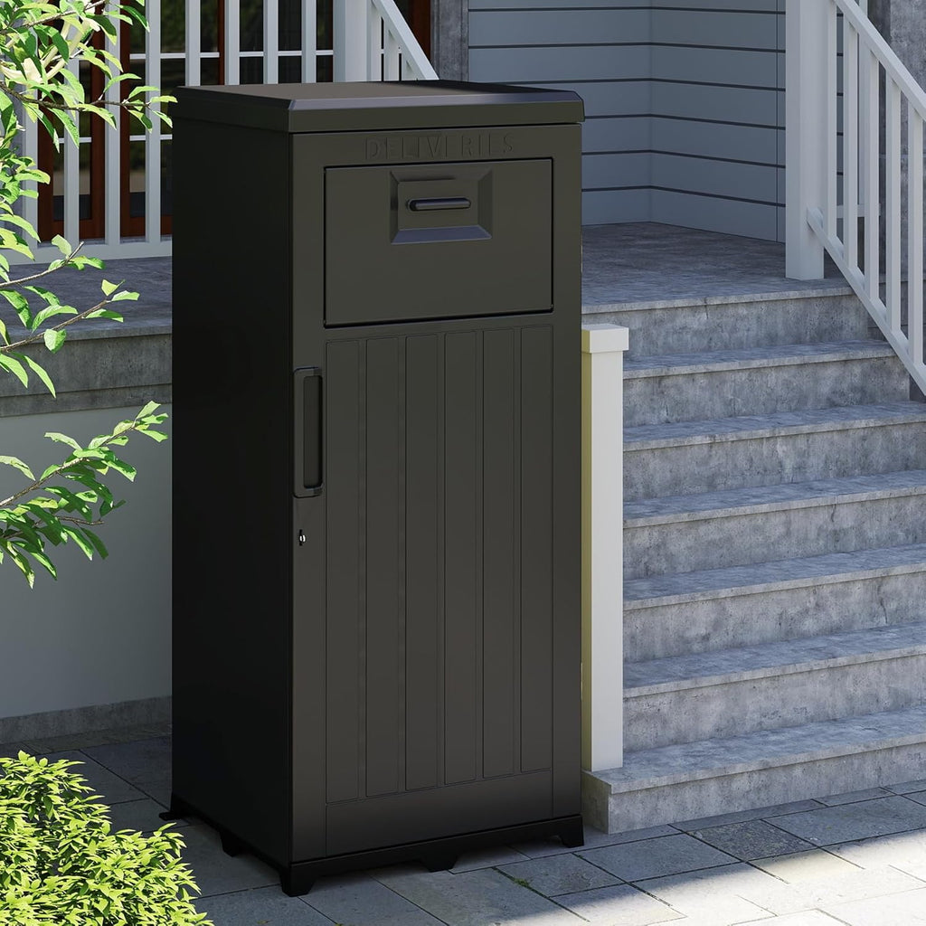 Domi Package Delivery Box Box with Lockable Secure, Waterproof Resin Storage Anti-Theft Outdoor Package Delivery