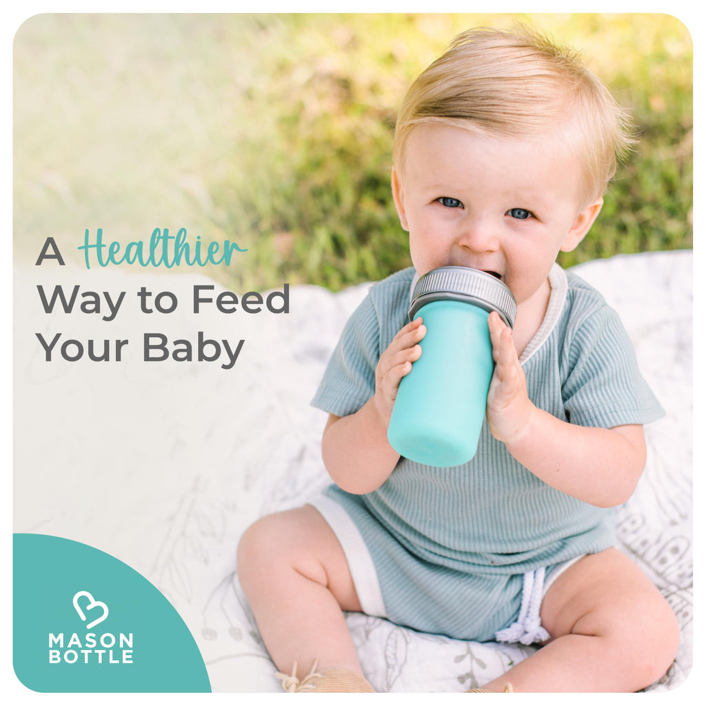 8oz Silicone Baby Bottle with Medium Flow Nipple (3+ Months) - Breastfeeding Bottle, Reusable Silicone Squeeze Pouch