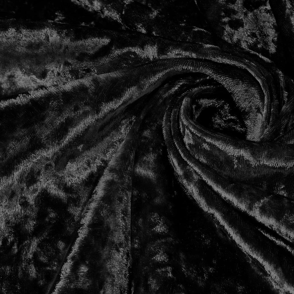 1 Yard 63" Wide Black Stretch Crushed Velvet Fabric