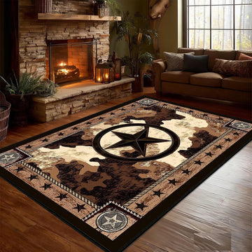Western Rugs Rustic Area Rug Area Carpets,Texas Star,Brown