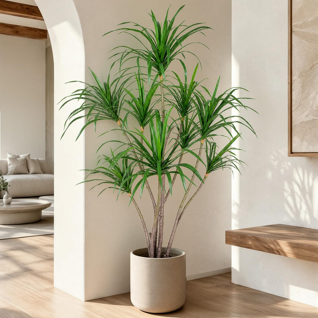 5ft Artificial Dracaena Marginata Tree with 261 Lifelike Leaves & 9 Heads, Tall Large Faux Tropical Yucca Plant Fake