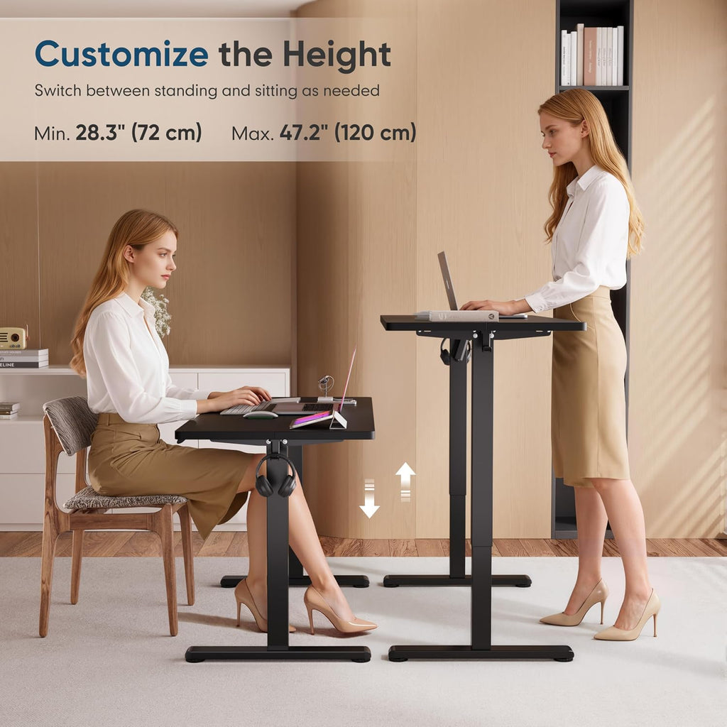 48" x24" Electric Height Adjustable Standing Desk,Black | Ergonomic Home Office Computer Gaming Desks with Memory