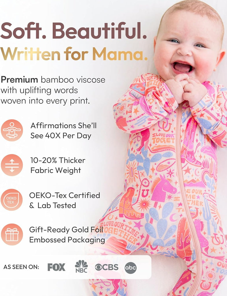 Viscose Baby Footie Pajamas with Affirmations for Moms
