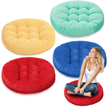 4 Pcs Colorful Large Floor Pillow Cushion, Round 22 x 22
